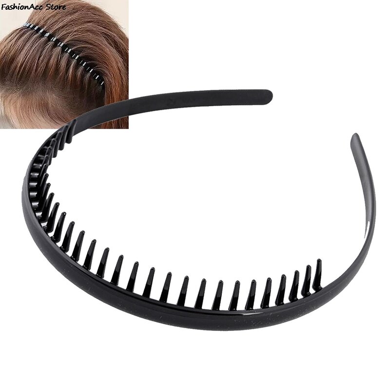 1 BH bando rambut bergelombang hitam uniseks, ikat kepala cuci mengerut alat penata rambut aksesori kepala rambut bando
