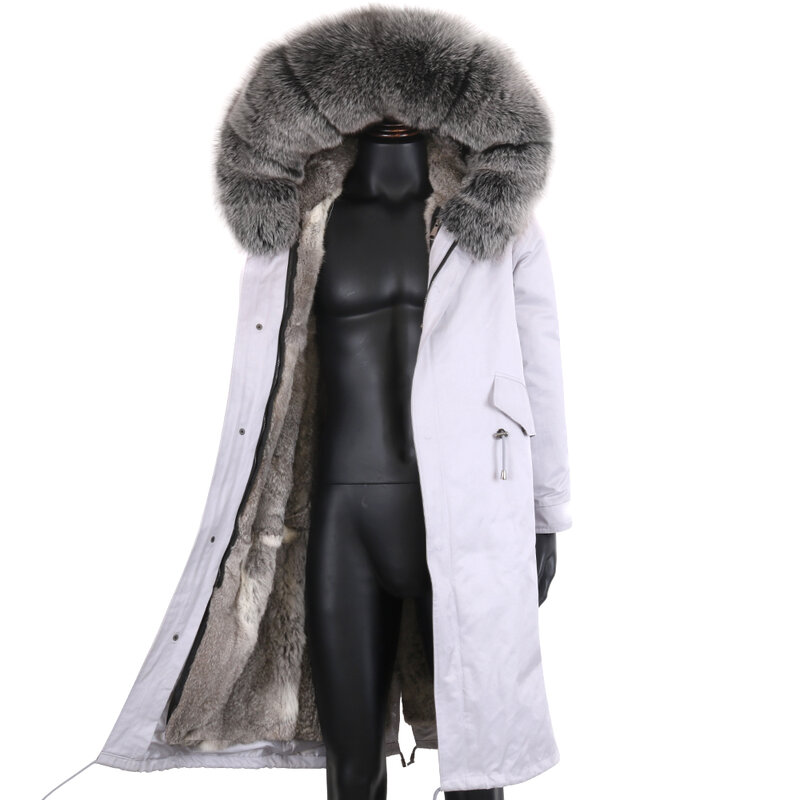 ฤดูหนาวแจ็คเก็ตชาย X ยาว Coat Parkas 7XL ขนสัตว์กระต่ายจริง Liner ธรรมชาติ Raccoon หนา Warm Outerwear Streetwear