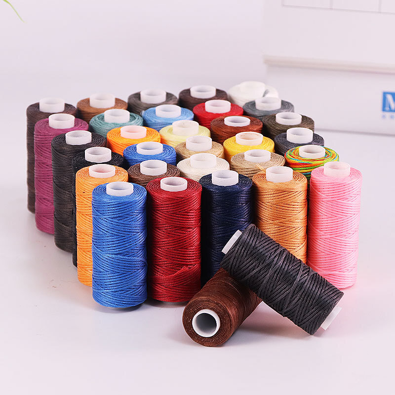 50M 150D 0.8Mm Flat Waxed Sewing Line Thickness Waxed Thread For Leather Waxed Cord For Leather Craft Hand Stitching Thread