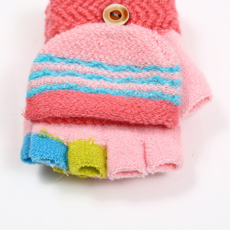 Gants chauds pour enfants, en Jacquard, tricotés, mignons, pour l'hiver, pour enfants de 3 à 7 ans