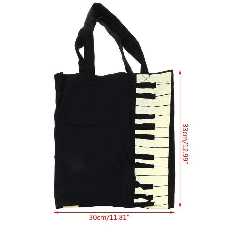 ピアノの鍵盤が付いた黒いハンドバッグ,音楽を運ぶためのトートバッグ,ショッピングバッグ,流行のトートバッグ