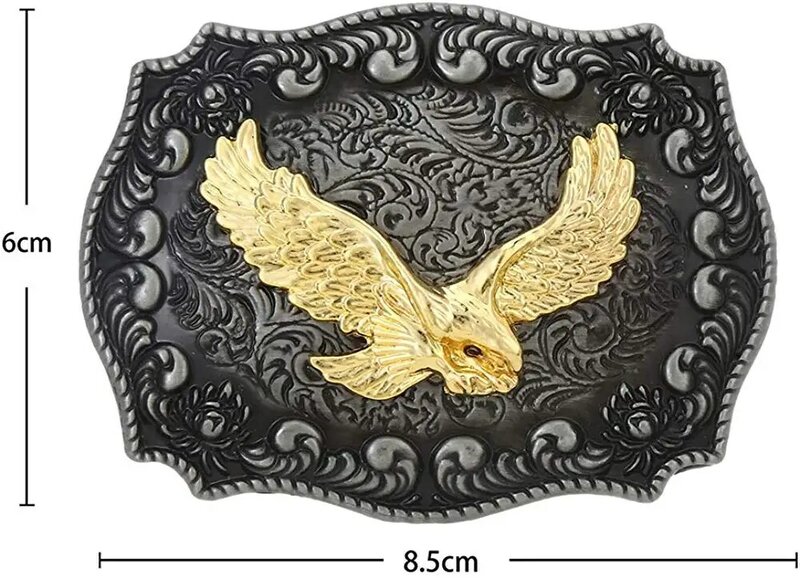 Hebilla de cinturón con forma de rectángulo de águila dorada para hombre, hebilla de vaquero occidental sin cinturón, aleación personalizada, ancho de 4cm