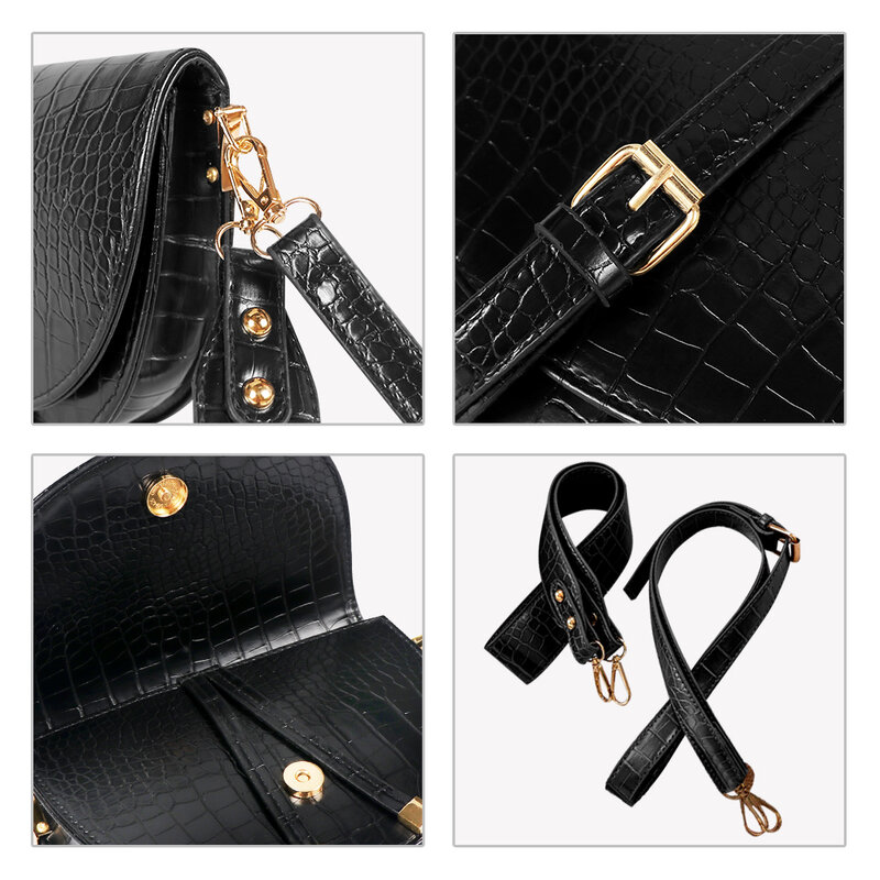 Buylor Crocodile Pattern Women Shoulder Bags Luxury Brand Handbag Female Crossbody Bag Half Round PU Leather Messenger Bag