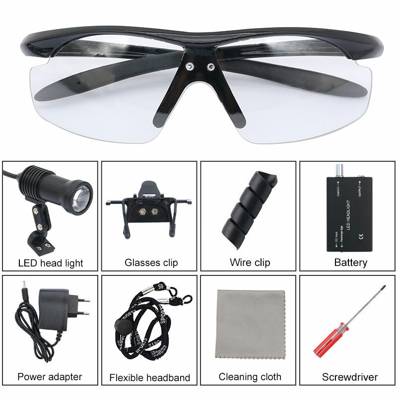 LED Dental Loupe Head Light High Intensity 15000-30000 Lux Dentist Headlight With Goggles Dental Magnifier Accessory