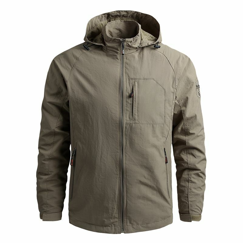 Куртка мужская демисезонная, тонкая, на молнии, с капюшоном, размеры 5XL