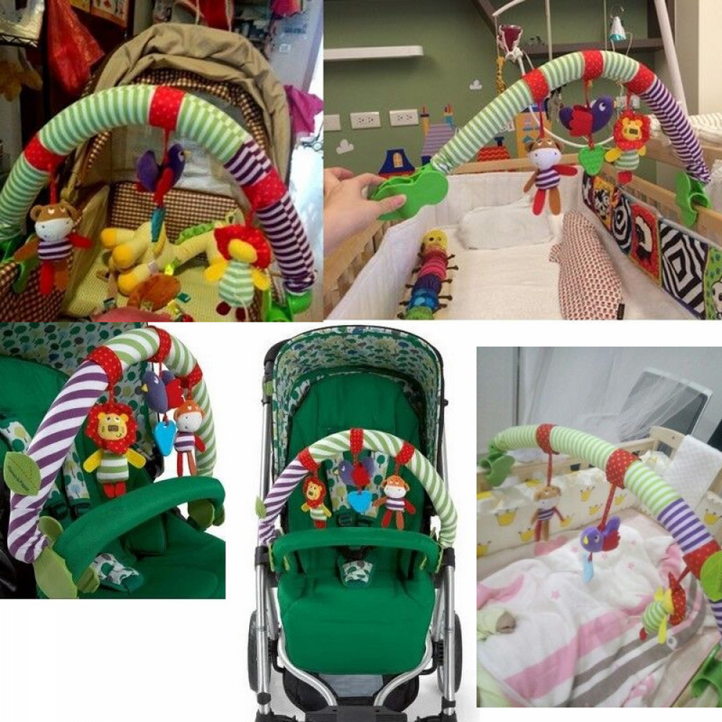 Pendurado Sino Carrinho de Bebê Clipe Pingente, Unisex Play Arch, Rainbow Bed Clip, Chocalho Brinquedos, 0-12 Meses