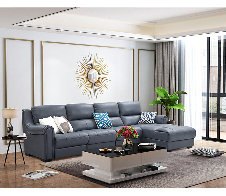 Sofá de canto elétrico reclinável, sofá de couro genuíno, móveis para sala de estar, sofá de canto