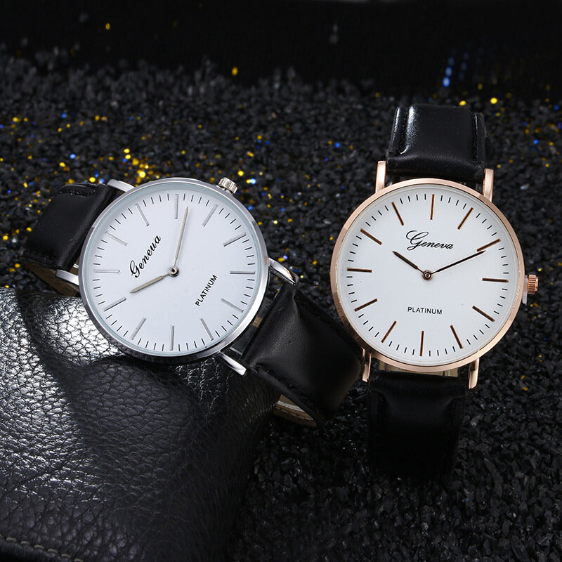 女性と男性のためのファッショナブルなクォーツ時計,カジュアル,2つのレベル,シンプルなスタイルのダイヤル