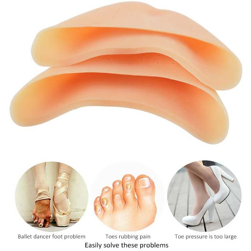 Palmilhas de silicone gel para dança, 2 peças, protetor macio de dedo do pé para sapatos de balé, ferramentas de cuidados com os pés
