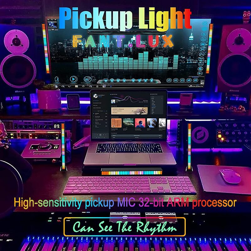 Smart LED Light Bar 32 LED Music Level Indicator Sound Control Audio Spectrum RGB Light LED Display Rhythm Pulse Colorful Signal