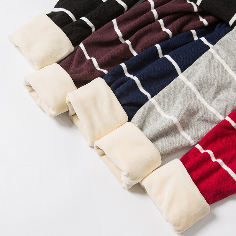 MRMT 남성용 하프 하이 칼라 스웨터, 벨벳 두꺼운 스웨터, 젊은 니트, 줄무늬 패션 스웨터, 2024 브랜드 신제품