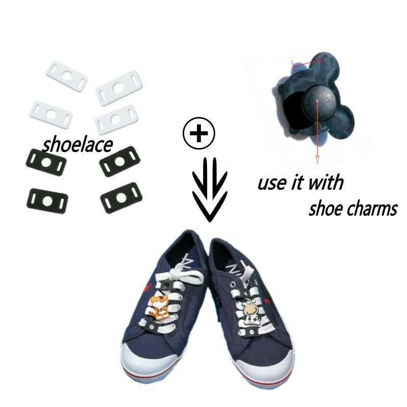 10 sztuk pcv Shoelace do butów Charms czarno-białe Shoelace adaptery akcesoria do butów DIY buta wystrój na co dzień buty sportowe