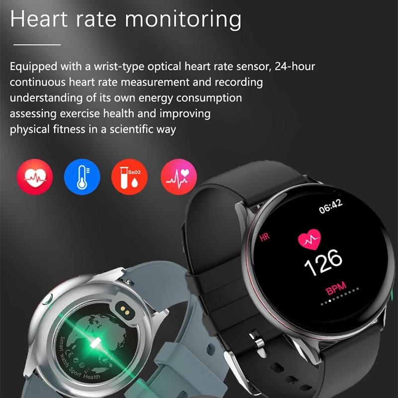 LIGE 2020 nuevo reloj inteligente con pantalla táctil para mujeres multifuncional deporte ritmo cardíaco presión arterial IP67 impermeable Smartwatch + caja