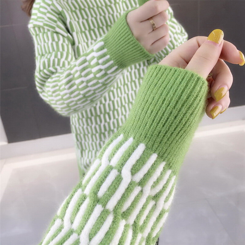 Женский свободный пуловер, свитер с длинным рукавом, Свободный пуловер, свитера, вязаный женский свитер