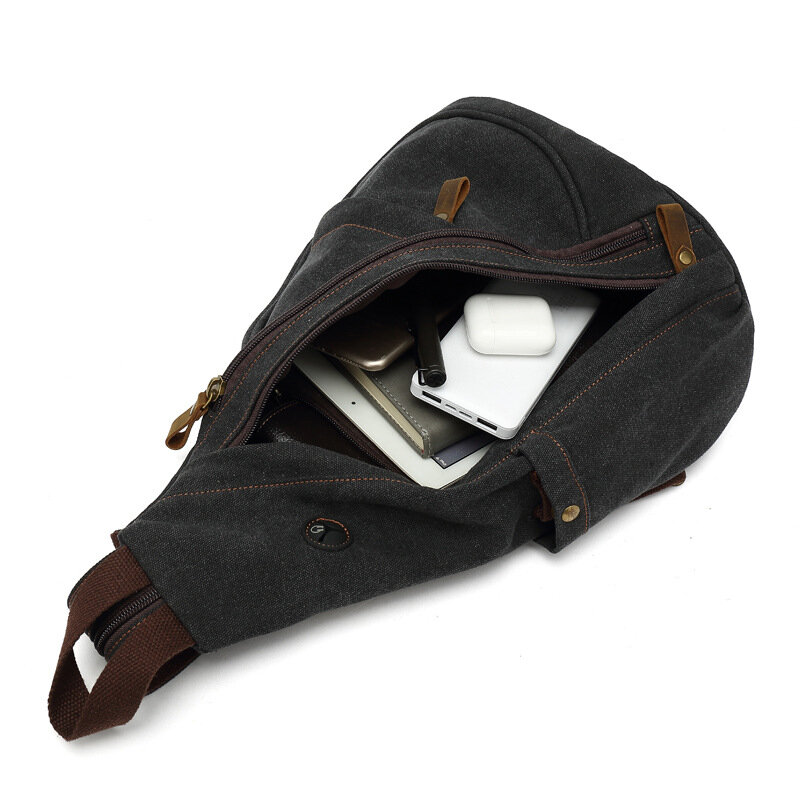 Холщовые нагрудные сумки-слинги с разъемом для наушников, мужской повседневный мессенджер через плечо, ранец на плечо для мужчин и женщин