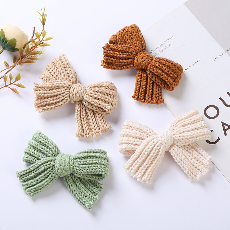 Ins Cute Woolen Bow Baby Girls Hair Clips Hairpins For Children Hairgrips Party Princess Hair Accessories Barrettes Warm Winter