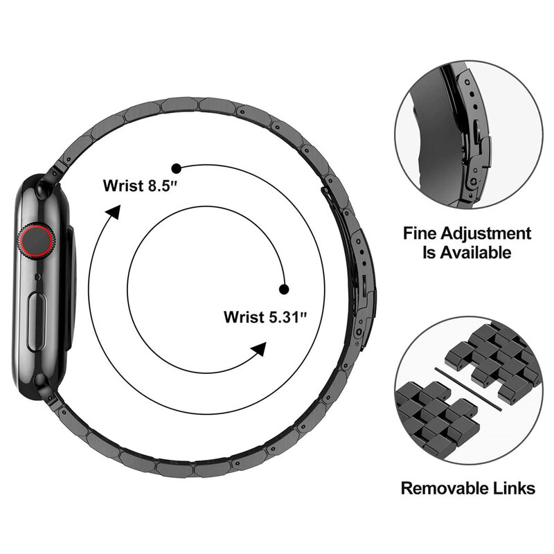 Metalowa opaska na zegarek z jabłkiem SE 44mm opaska z serii 6 5 4 40mm biznesowa bransoleta ze stali nierdzewnej na iWatch 3 pasek 38mm 42mm