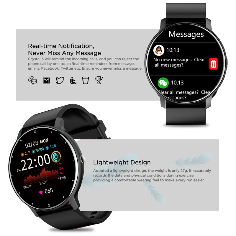 LIGE 2022 Mới Đồng Hồ Thông Minh Nam Full Màn Hình Cảm Ứng Tập Thể Thao Đồng Hồ IP67 Chống Nước Bluetooth Cho Android Ios Đồng Hồ Thông Minh Smartwatch Nam + Tặng Kèm Hộp