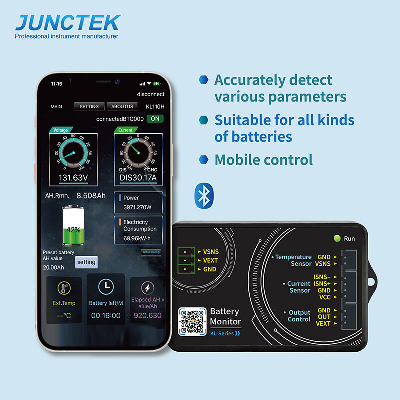 Monitor de batería Bluetooth KL-F DC 0-120V 0-600A, probador de batería, medidor de corriente de voltaje VA, indicador de capacidad