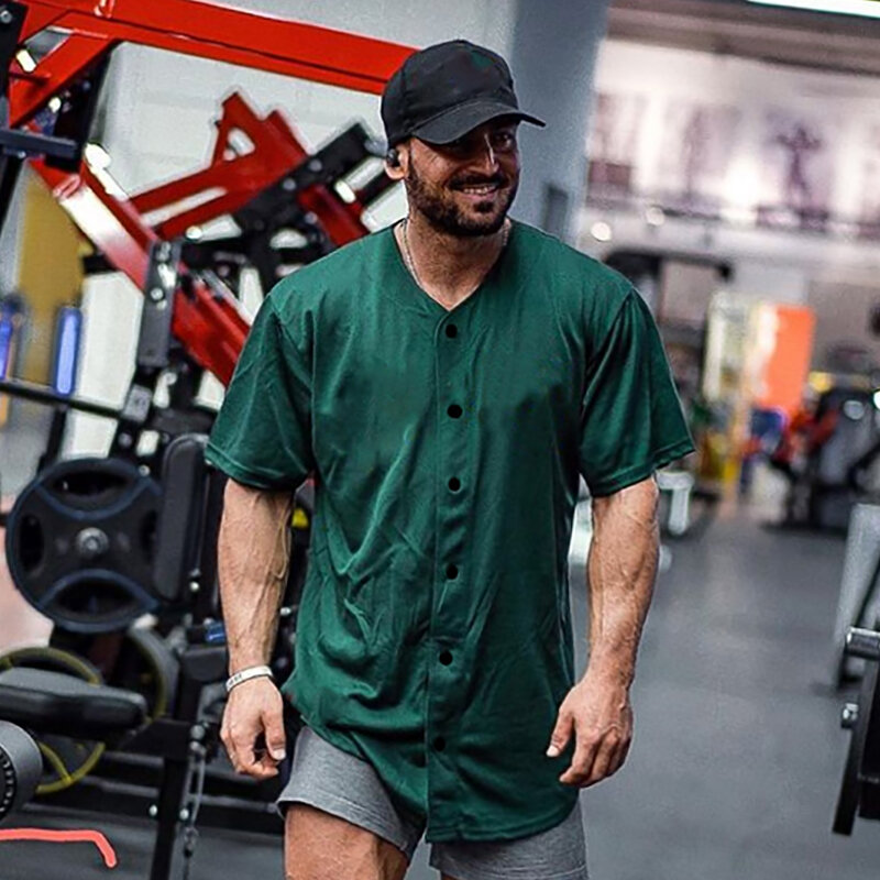 Новая брендовая мужская сетчатая Зеленая Спортивная трендовая Повседневная рубашка для тренировок Модная рубашка оверсайз с коротким рукавом