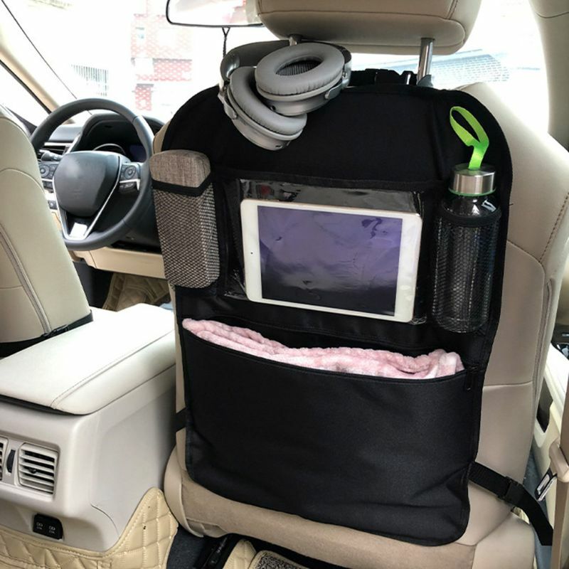 Organizador de asiento trasero de coche para niños, bolsa de bolsillo para almacenamiento de asiento delantero, alfombrilla de viaje automática