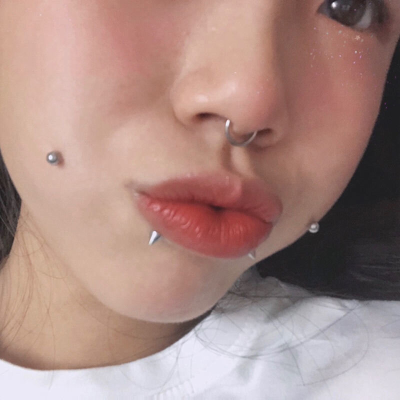 2021 New Arrival Stainless Steel Fake Lip Ring Stud Fake Nose Ring Eyebow Ring Dimple Sticker Face Piercing Body Jewelry Decor
