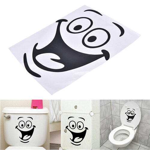 1 Pc Creative Diy 3D Glimlach Gezicht Grote Ogen Muur Adesive Parede Voor Kantoor Hotel Toiletten Badkamer Thuis Deca Nieuwe mode