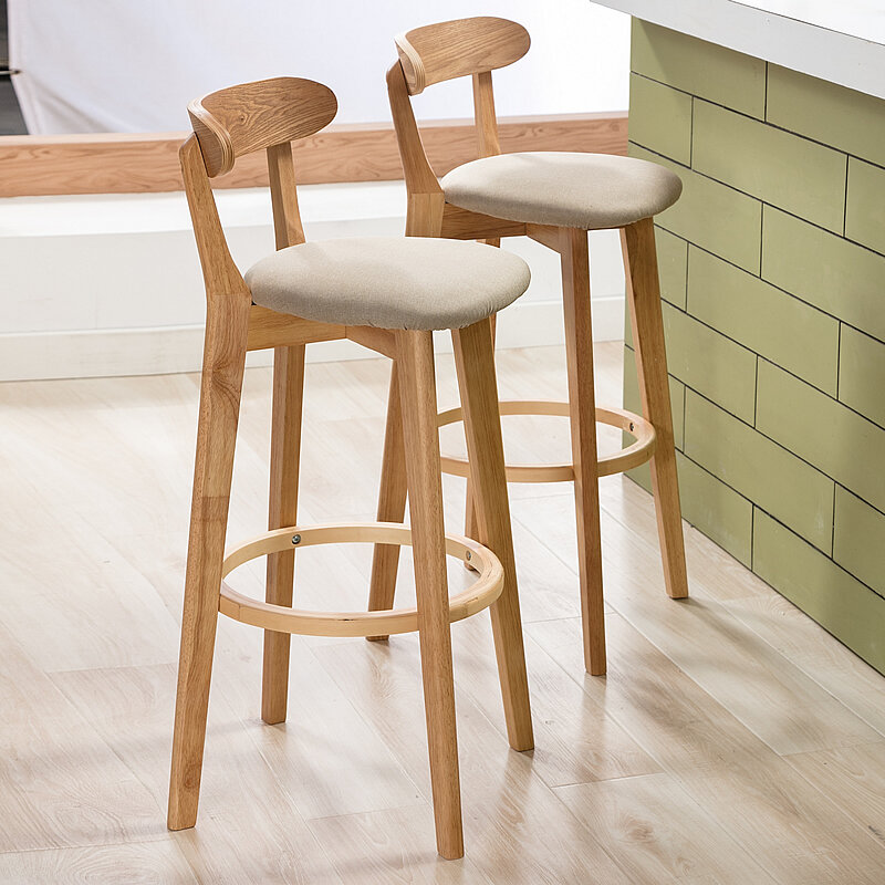 Solid wood bar stools for kitchen and high table Modern Minimalist stool chair counter stool bar table High stool back bar chair