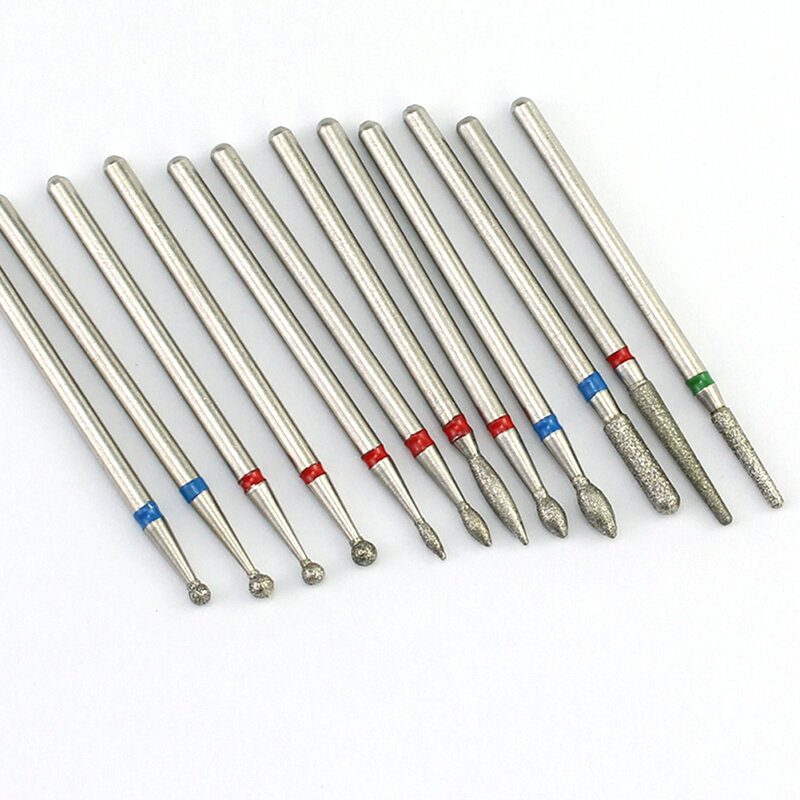 12 Types de forets à ongles diamantés forets de fraise manucure électrique perceuses meules limes à ongles Accessoires d'équipement d'art des ongles