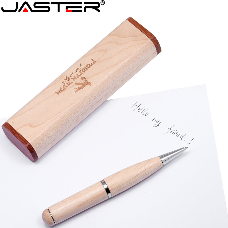 جاستر USB 2.0 الأكثر مبيعا الإبداعية القلم الخشبي USB + صندوق (شعار مخصص مجاني) محرك فلاش USB 4GB 8GB 16GB 32GB 64GB 128GB pendrive