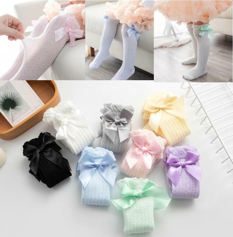 Baby Socken mit Schleifen Baumwolle Mesh atmungsaktive Neugeborenen Baby Knies trümpfe Prinzessin Säugling Socken Kinder Socken 1 Paar/2 stücke
