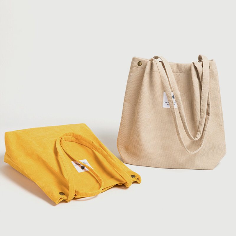 MABULA Casual składana sztruksowa torba na zakupy wysokiej jakości przyjazne dla środowiska wielokrotnego użytku torba na zakupy spożywcze torebka lekkie torby na ramię