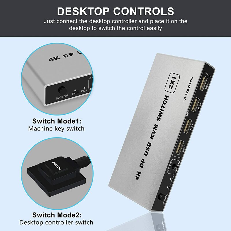 Dual-port Displayport Kvm-switch 8K @ 60Hz USB Displayport KVM DP Switcher 4KX2K/60Hz displayport 2 in 1 heraus KVM USB