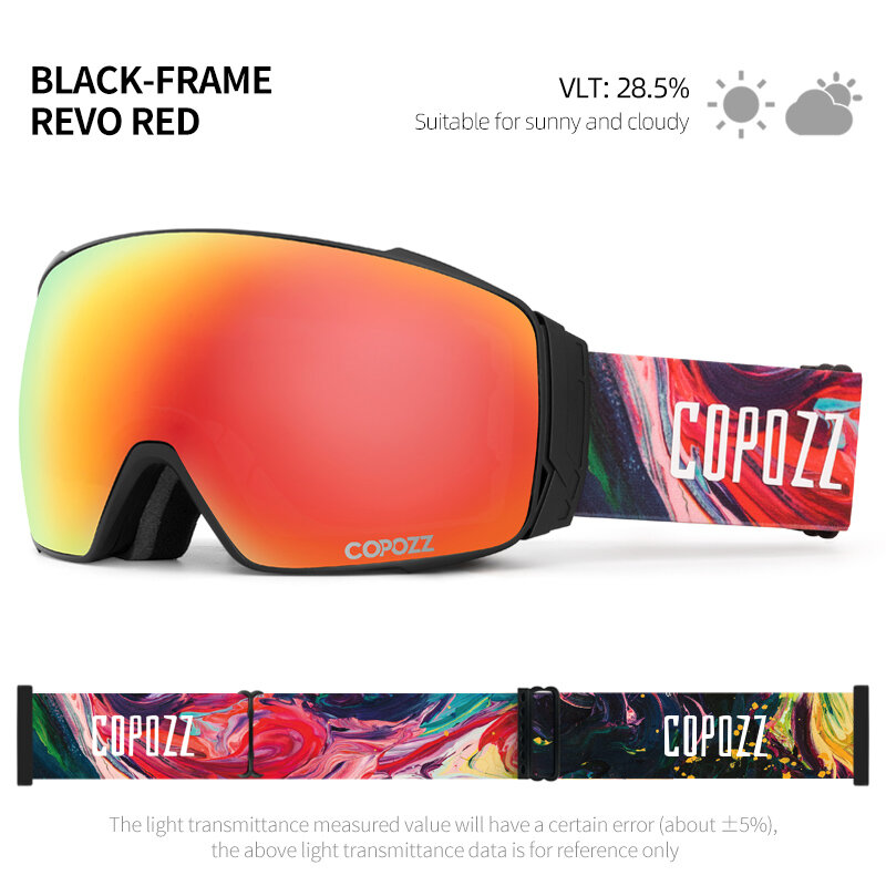 COPOZZ Kacamata Ski Terpolarisasi Magnetik Baru Kacamata Ski Anti-kabut Pria Wanita Lensa Ganda Kacamata Ski Snowboard Perlindungan UV400