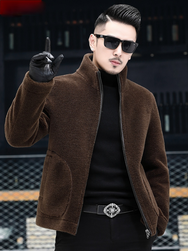 2021 casaco de inverno dos homens moda casaco de pele real masculino manga longa jaqueta de couro genuíno negócios solto casual outwear u09