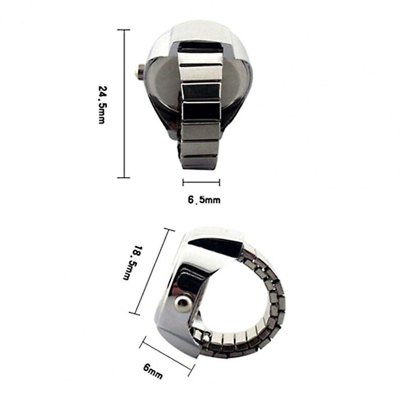 Anillo de dedo con forma de reloj elástico Unisex, puntero, esfera redonda, anillo de reloj de cuarzo para fiesta de cóctel