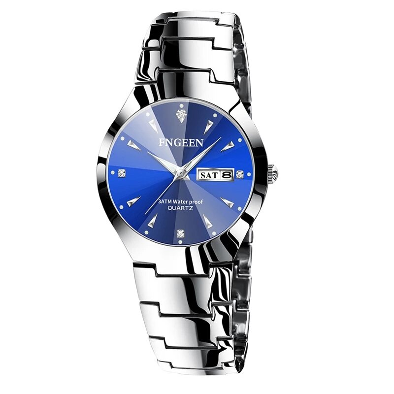 FNGEEN-Reloj de pulsera de acero para hombre y mujer, accesorio de marca de lujo, a la moda, regalo para parejas, 2024