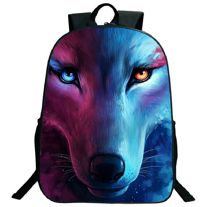 Mochila escolar de lobo a la moda para niños y niñas, morral informal para diario, mochila para portátil