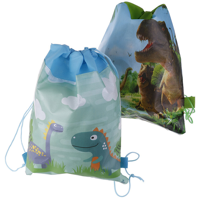 حقيبة حفلات أعياد الميلاد للأولاد ، حقيبة هدايا من القماش غير المنسوج مع طباعة كرتونية على شكل ديناصور لحفلة ما قبل الولادة