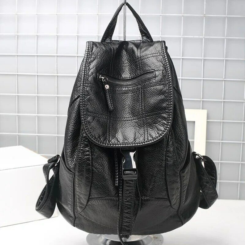 New Washed Leather Bag High-grade Leather Women Backpacks School Backpack for Girls Travel Bag  Bolsos Mochila Mujer