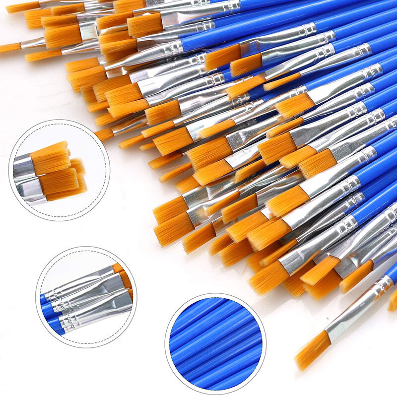 20/30pcs Small Fine Nylon Hair Detail Flat Paint Brush for Drawing Watercolor Brushes Paint Brushes Pen for Art Stationery