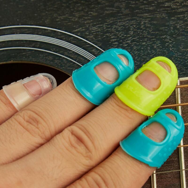 Silicone Guitar Finger Guards, protetores de dedos para Ukulele, antiderrapante, 6 cores opcionais, 4pcs