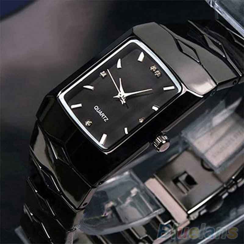 男性と女性のためのステンレス鋼の時計,黒いクォーツ腕時計,クラシック,高級,新しいデザイン,5d7d,6uft