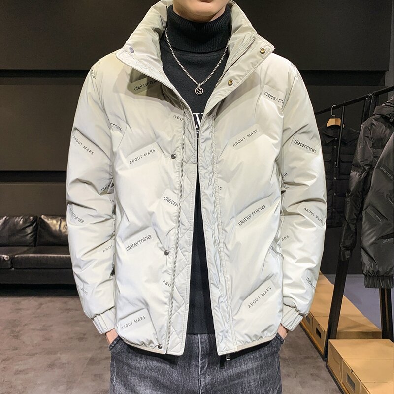 Brytyjski styl zimowe męskie marki dorywczo mody mężczyźni 90% białe kaczki dół kurtki mężczyźni wiatrówka Streetwear płaszcze odzież męska