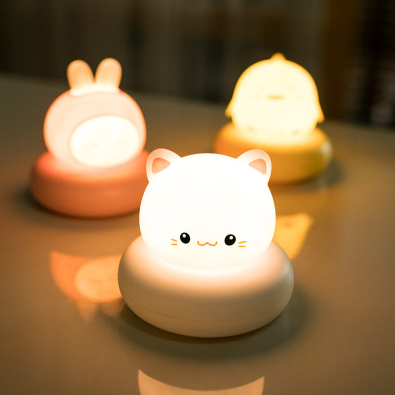 Kids Night Light Cute Animals Nursery Light for Baby and Toddler, Tap Control, USB Rechargeable Battery, Dimmable Night Light