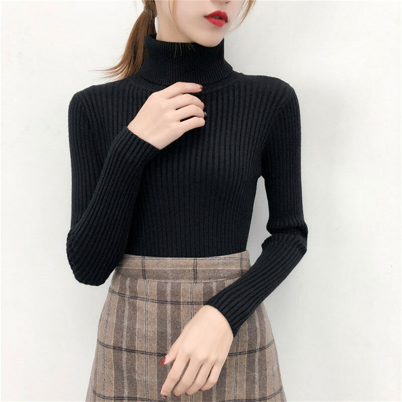 2023 Women Sweater Casual Solid Turtleneck Female Pullover Full Sleeve Warm Soft Spring Autumn Winter Knitted Cotton