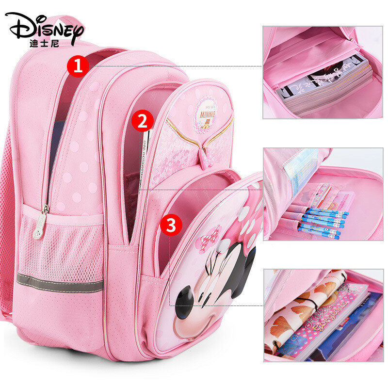 Рюкзак для девочек с мультипликационным изображением Диснея Минни, школьный рюкзак, милый детский рюкзак для девочек с мультипликационным ...