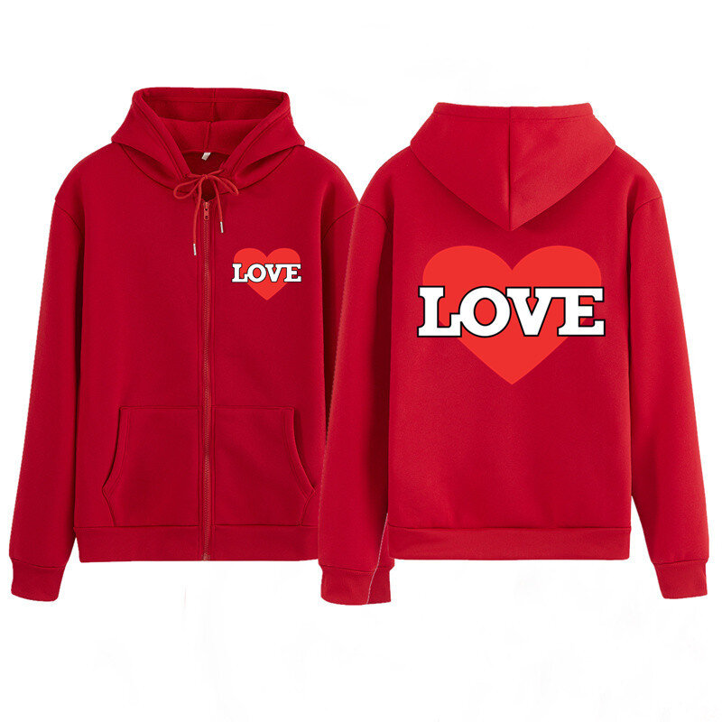 2020 mujeres niños pareja camisa rojo corazón sudaderas primavera otoño cremallera sudadera pareja amor chaquetas