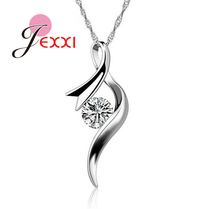 New Arrival Europe Style Women Girl Gift Cubic Zircon Pendant Necklace 925 Sterling Silver Chain Jewelry Fast Shipping