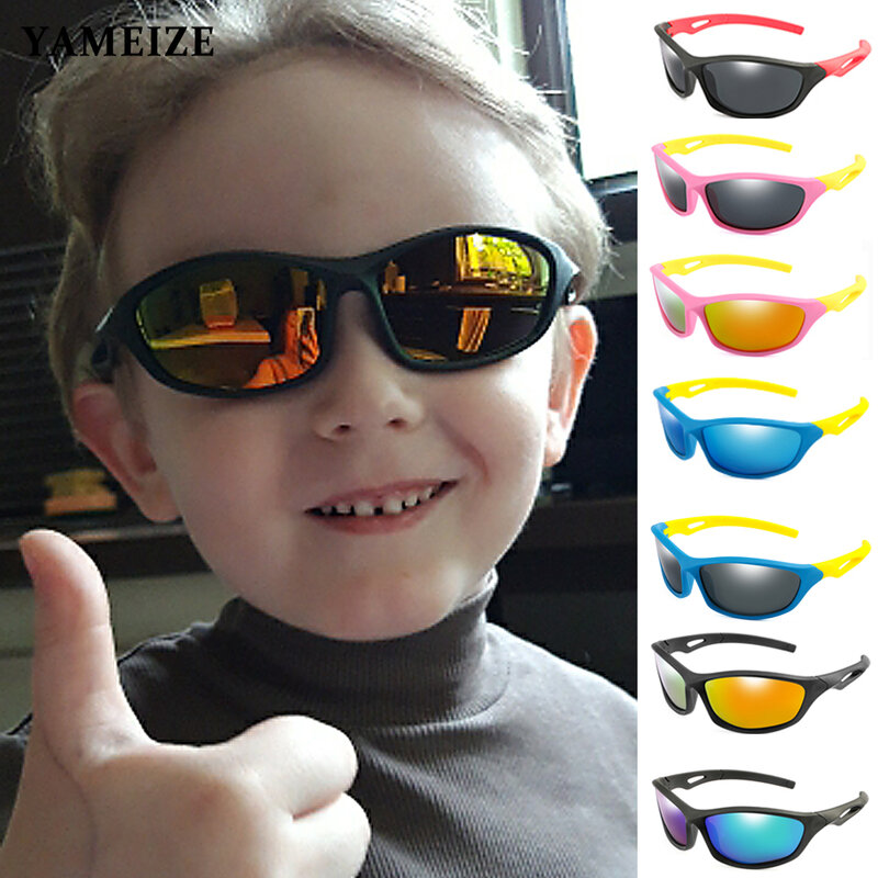 Yameize Kids Gepolariseerde Zonnebril TR90 Jongens Meisjes Fashion Zonnebril Siliconen Veiligheid Bril Outdoor Sport Brillen Kind Shades